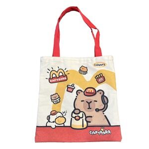 RARE Capybara McDonald's Canvas Tote Bag Library Book Fast Food Merch TikTok